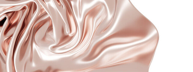 Luxurious rose gold silk fabric. Perfect for beauty, fashion, and luxury product backgrounds.