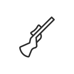 Hunting rifle, linear icon. Firearm used in outdoor hunting. Line with editable stroke.