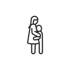 Mother with child, linear icon. Maternity or care. Line with editable stroke.