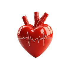 Anatomical Heart Cardiology Pulse Rhythm Red Illustration Symbol on transparent background