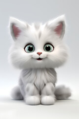 3D Cat Stuffed Toy on White Background