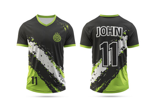 Black and Green Sports Jersey T-shirt Design Template