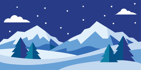 winter landscape with christmas tree