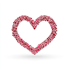 Obraz premium Heart shape made of many small red and pink hearts on white