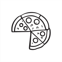 Pizza Slice and Whole Pizza Silhouettes Isolated on White Background
