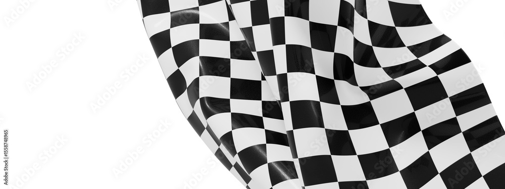 Poster high-quality image of a waving checkered flag. perfect for projects related to racing, victory, comp