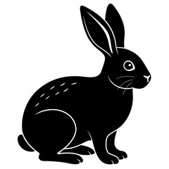vector Silhouette of a rabbit with white background