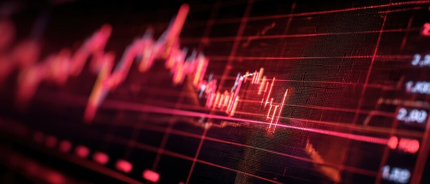 The financial graph displaying stock market trends and data analytics in vivid colors.