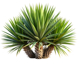 Desert yucca with sword-shaped leaves, natural succulent plant, transparent background PNG