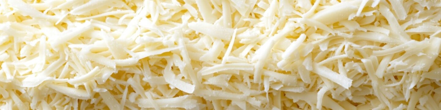 White Shredded Cheese Pile. Studio View of Fresh Gouda Cheese Shavings on Crocery