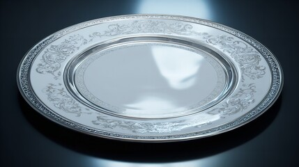 Elegant silver platter ornate design for serving food and decorative display home decor kitchenware