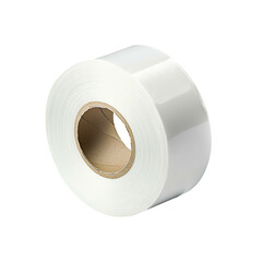 White roll of plastic film packaging material on black background