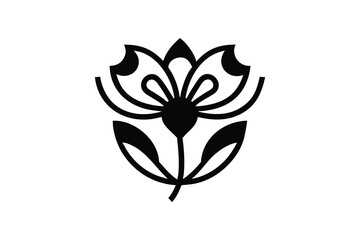Obraz premium Elegant minimalist black and white stylized floral design; art deco inspired botanical illustration, perfect for branding, invitations, or website decoration; sophisticated and timeless aesthetic.