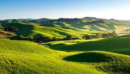 Obraz premium Lush rolling hills at dawn