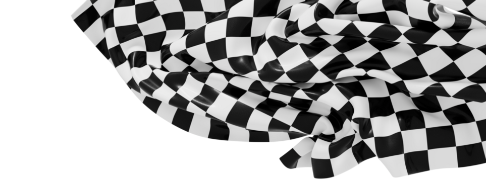 High-resolution image of a black and white checkered flag fabric, perfect for backgrounds or racing themes.