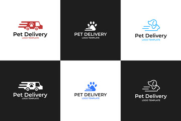 Set collection of pet delivery logo design template vector illustration
