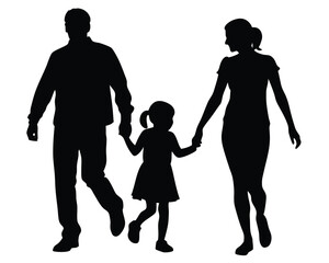 Family silhouette walking together