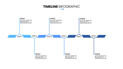 Timeline infographic 6 options, step, sequence. Six stage infographic template for business presentations