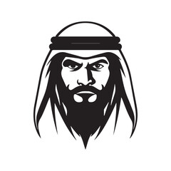 Arab Sheikh Head Silhouette Logo Vector Illustration