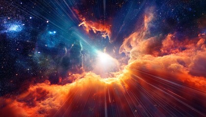 Fototapeta premium breathtaking nebula with fiery gas clouds in deep space stunning cosmic scene