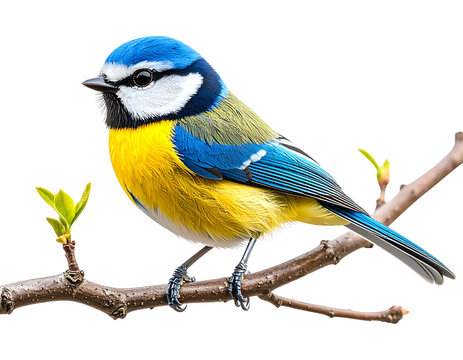 Untitled design - Colorful Songbird Perched on Branch, Side View Illustration, Transparent Background