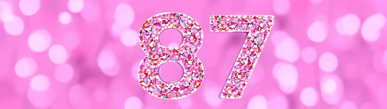 Pink background with a number 87