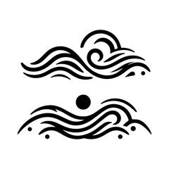 Minimal wave shaped tribal tattoo on white background