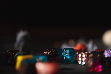 RPG Dice Scene with Copy Space