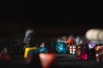 Two D20 Dice Surrounded by Colorful Dice