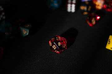 Dramatically Lit Translucent Red D20 Die