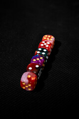Perspective View of Colorful Gaming Dice