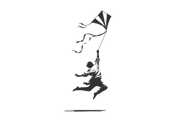 Flying Kite hand drawn sketch vector illustration