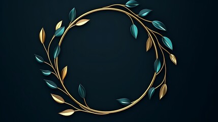 Vintage floral frame with ornate golden border design for wedding invitation or decorative card