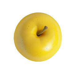 A single yellow apple shown from above on a black background