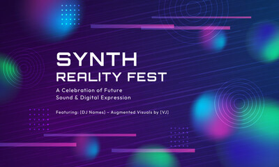 Futuristic Synthwave Music Poster with Glitch and Neon Elements