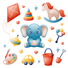 vector set of children's toys