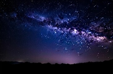 Naklejka premium A stunning ultra-realistic night sky featuring the Milky Way galaxy stretching across the starscape.