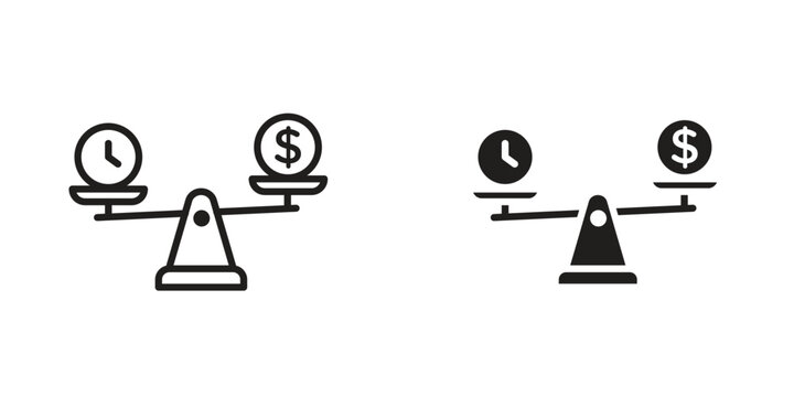 Time and money compare scale icon