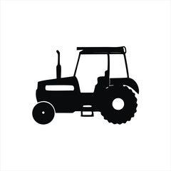 Fototapeta premium Farm Tractor Silhouette Isolated on White – Agricultural Machinery Clip Art for Rural and Farming Themes 