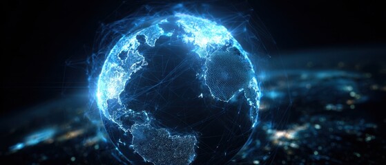 The illuminated globe showcasing digital connections and a global network.