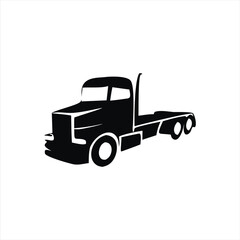 Fototapeta premium Semi Truck Silhouette Isolated on White – Commercial Vehicle Clip Art for Transport and Logistics Themes 