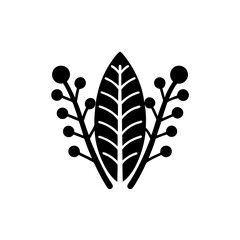 creative Architectural botanicals (e.g., tropical leaves, structural stems)Icon vector silhouette illustration isolated on white background