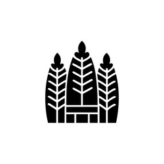 creative Architectural botanicals (e.g., tropical leaves, structural stems)Icon vector silhouette illustration isolated on white background