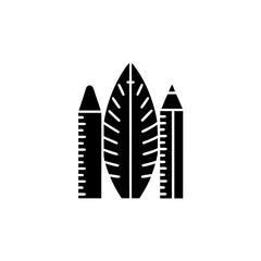 creative Architectural botanicals (e.g., tropical leaves, structural stems)Icon vector silhouette illustration isolated on white background
