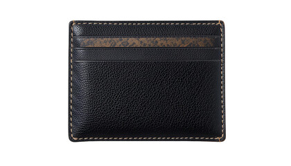 Photo of Black Leather Cardholder | Slim Stylish Wallet Close-Up isolated on transparent background