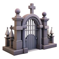 3d cemetery gates isolated on white