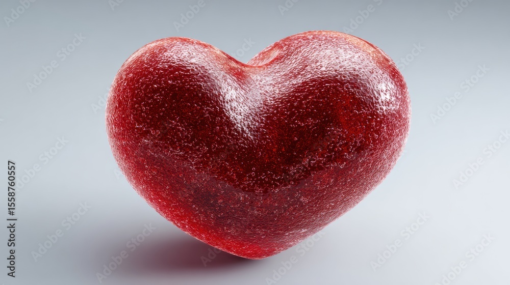 Poster Heart-shaped Blood Cell Concept in Soft 3D Rendering Showcasing Unique Design and Vibrant Color