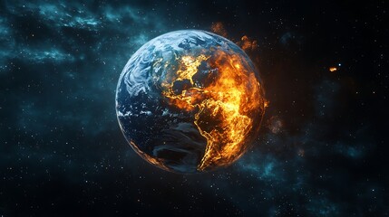 Fototapeta premium The Earth covered in a thick layer of CO2 trapping heat inside 