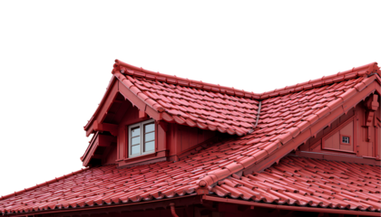 Close-Up Red Tiled Roof | Roofing Tiles Texture with Transparent Background