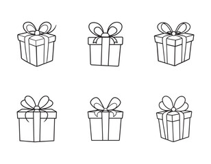 Silhouette set of gift boxes. Elegant gift box silhouette isolated vector on white background.